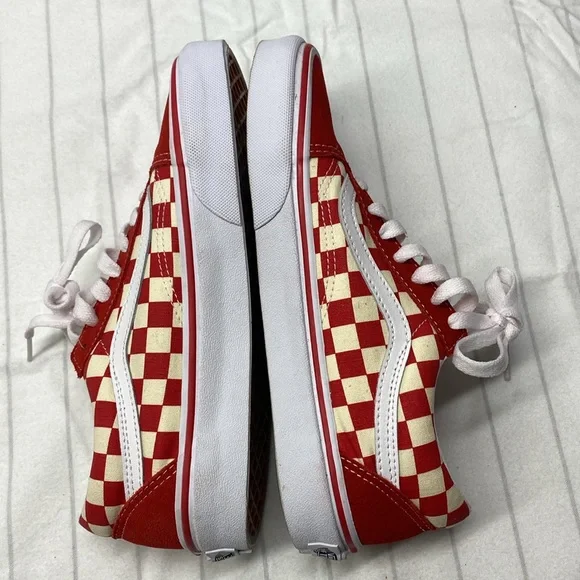 Vans Old Skool Checkerboard Racing Red Checkered Sneakers, Size 5.0 - Picture 5 of 9